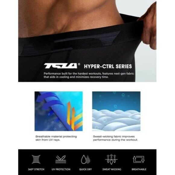 TSLA Men's Athletic Compression Shorts Performance Active Cool Dry Black Size XL - Picture 7 of 8